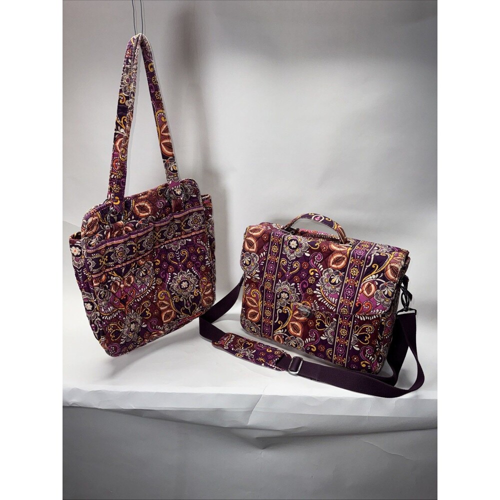 Vera Bradley Safari Sunset SET Attache Shoulder Messenger Bag WITH Shoulder Bag